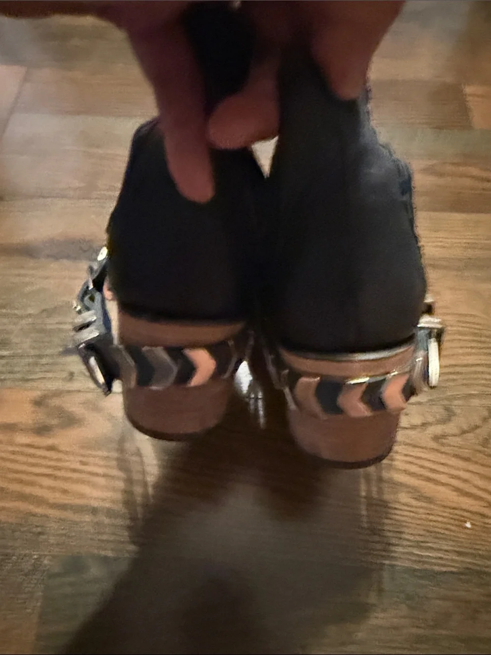 Freebird Navy Leather Women's Ankle Boots with Studded Strap